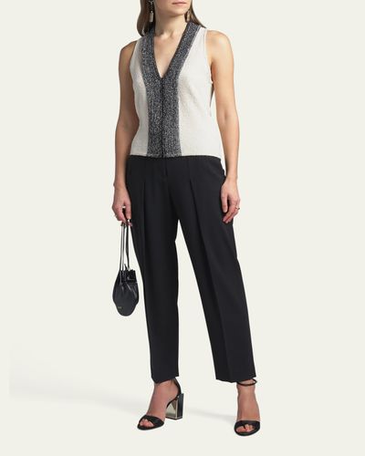 Giorgio Armani Metallic-Front Boucle Knit Tank Top