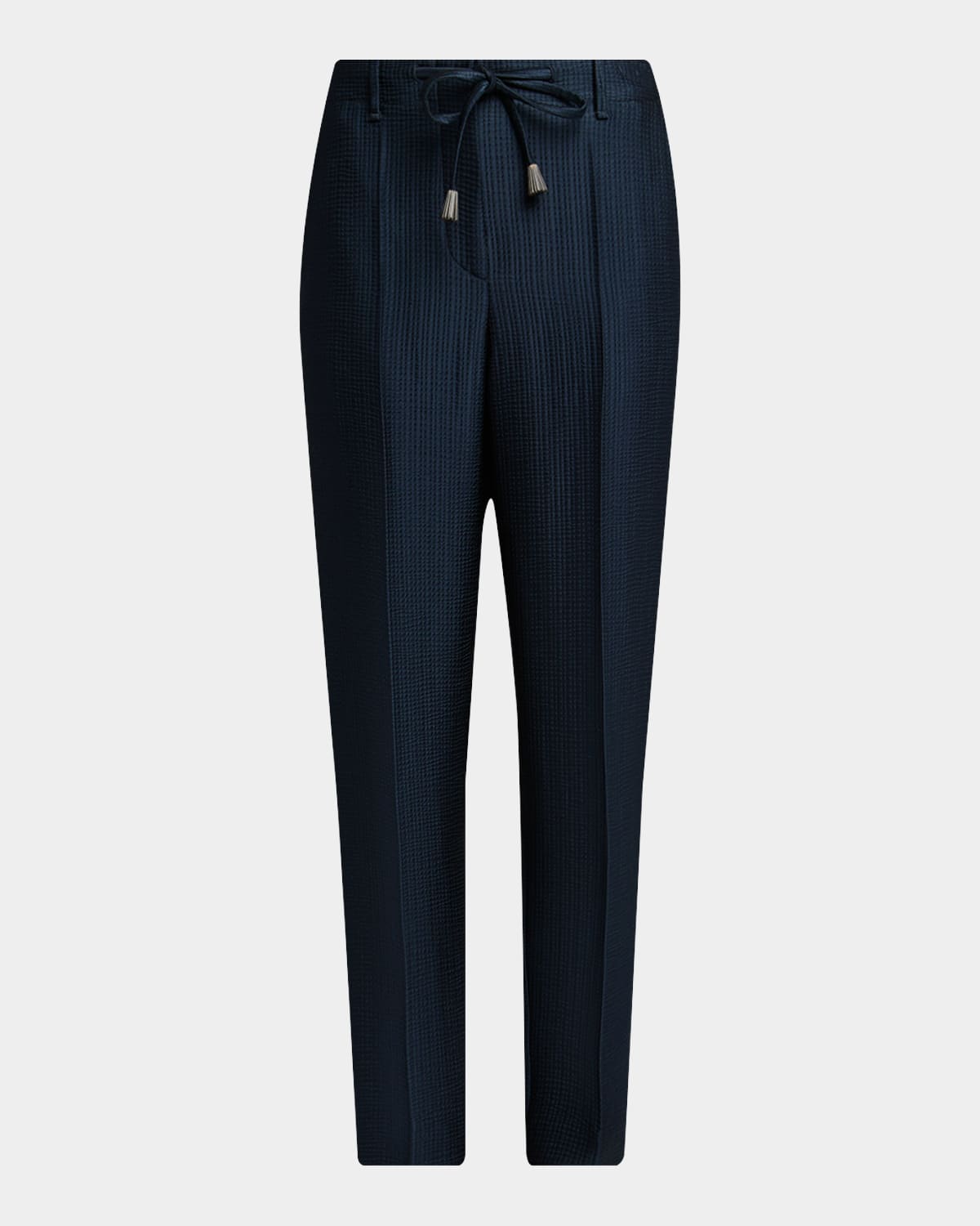 Giorgio Armani Metallic Pleated Straight-Leg Trousers