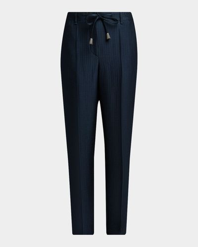 Giorgio Armani Metallic Pleated Straight-Leg Trousers