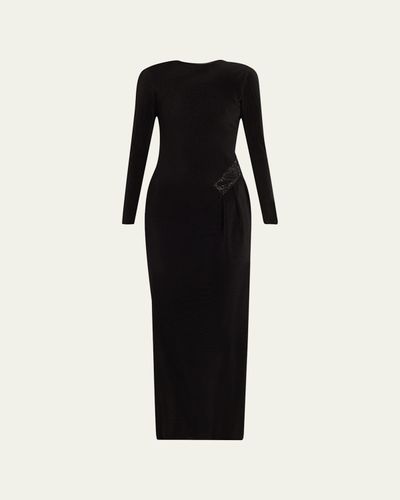Giorgio Armani Plisse Jersey Gown with Beaded Hip Detail
