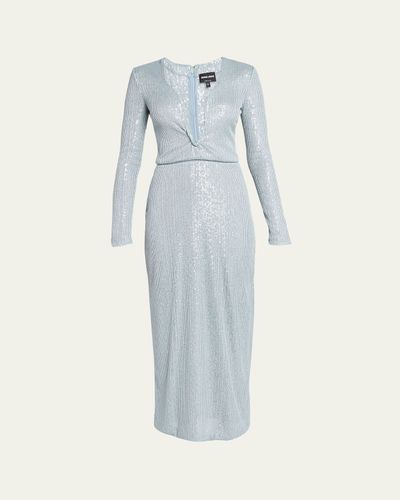 Giorgio Armani Plunging Sequined Knit Dress