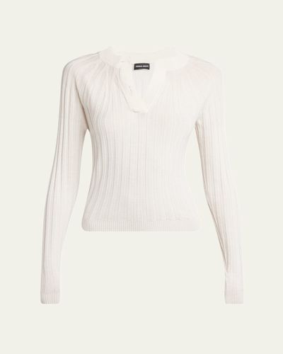 Giorgio Armani Ribbed Cashmere Silk Top