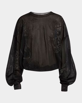 Giorgio Armani Sheer Jersey Blouse with Swarovski Details