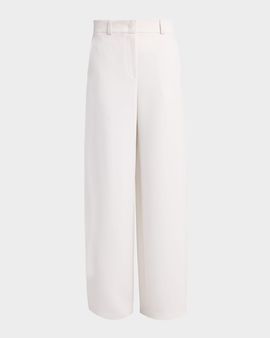 Giorgio Armani Side Pleat Straight-Leg Silk Trousers