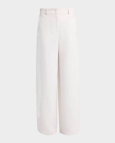 Giorgio Armani Side Pleat Straight-Leg Silk Trousers