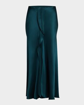 Giorgio Armani Silk Center-Pleat Midi Skirt