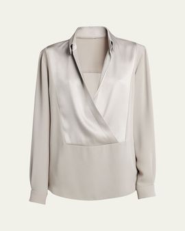 Giorgio Armani Silk Georgette Wrap Blouse