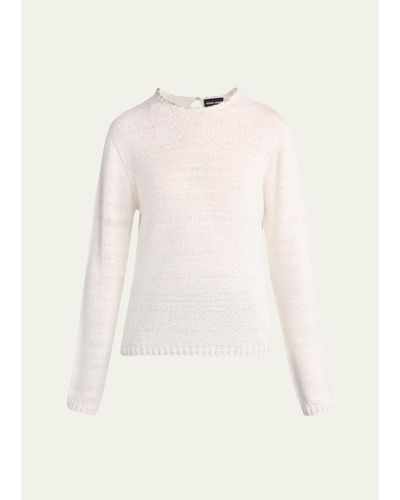 Giorgio Armani Silk Knit Beaded Crewneck Sweater