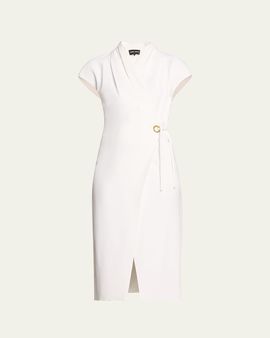 Giorgio Armani Silk Wrap Midi Dress with Tie Detail