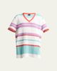Giorgio Armani Striped Crochet Mini T-Shirt Dress - 1