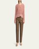 Giorgio Armani Striped Linen Open-Knit Crewneck Sweater - 2