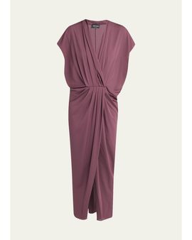 Giorgio Armani Surplice-Neck Cap-Sleeve Column Dress