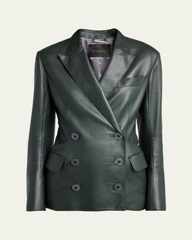 Giorgio Armani Tailored Leather Blazer Jacket