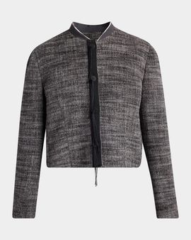 Giorgio Armani Textured Cropped Wool-Blend Jacket