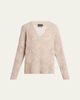 Giorgio Armani V-Neck Wool Cashmere Open-Knit Sweater - 1
