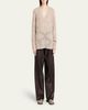 Giorgio Armani V-Neck Wool Cashmere Open-Knit Sweater - 2