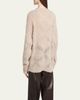 Giorgio Armani V-Neck Wool Cashmere Open-Knit Sweater - 3