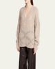 Giorgio Armani V-Neck Wool Cashmere Open-Knit Sweater - 4