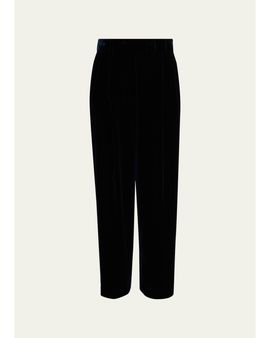 Giorgio Armani Velvet Silk-Blend Pleated Pants