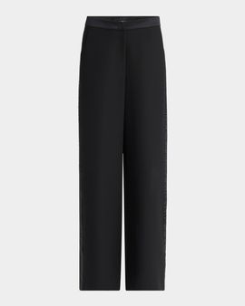 Giorgio Armani Wide-Leg Beaded Silk Tuxedo Pants