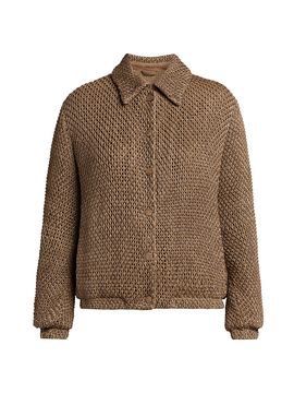 Giorgio Armani Women's Leather Mini Weave Blouson Jacket