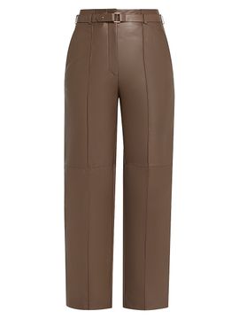 Giorgio Armani Women's Leather Straight-Leg Trousers