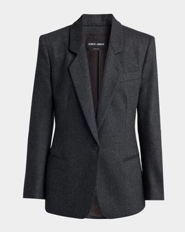 Giorgio Armani Wool-Cashmere Blazer with Strong Shoulders