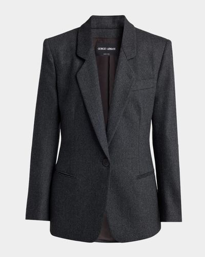 Giorgio Armani Wool-Cashmere Blazer with Strong Shoulders
