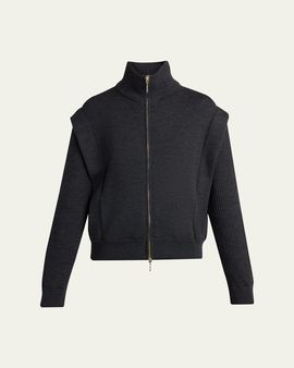 Giorgio Armani Zip-Front Knit Blouson Jacket
