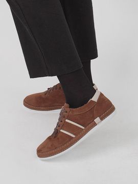 GISSE Korean Handmade Suede Fur Fleece-Lined Leather Sneakers (GIS-45298)
