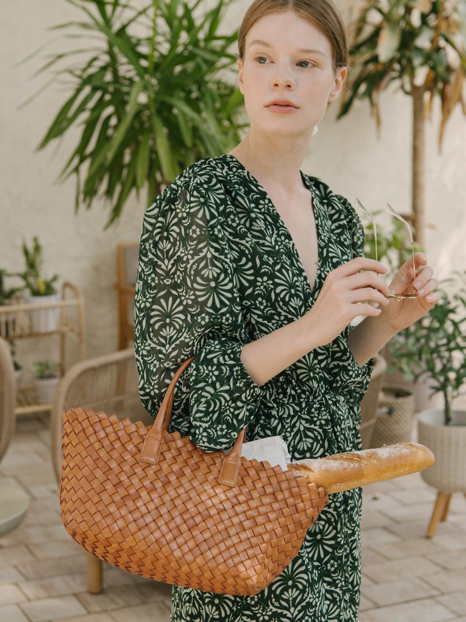 GISSE Natural leather weaving shopper bag GBW-0