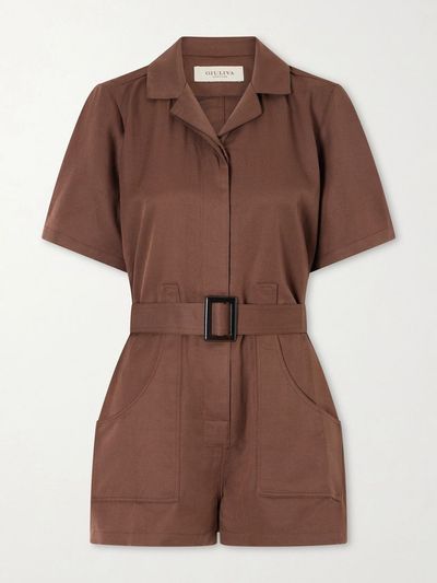 GIULIVA HERITAGE Sienna belted silk and linen-blend playsuit
