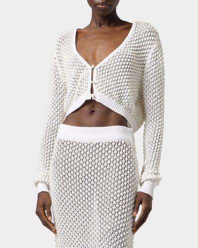GIUSEPPE DI MORABITO Act II: The Fall Of Icarus Maglia Imitation Pearl Crop Knit Cardigan