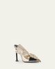 Givenchy 95mm Crinkled Metallic Leather Bow Mules - 2