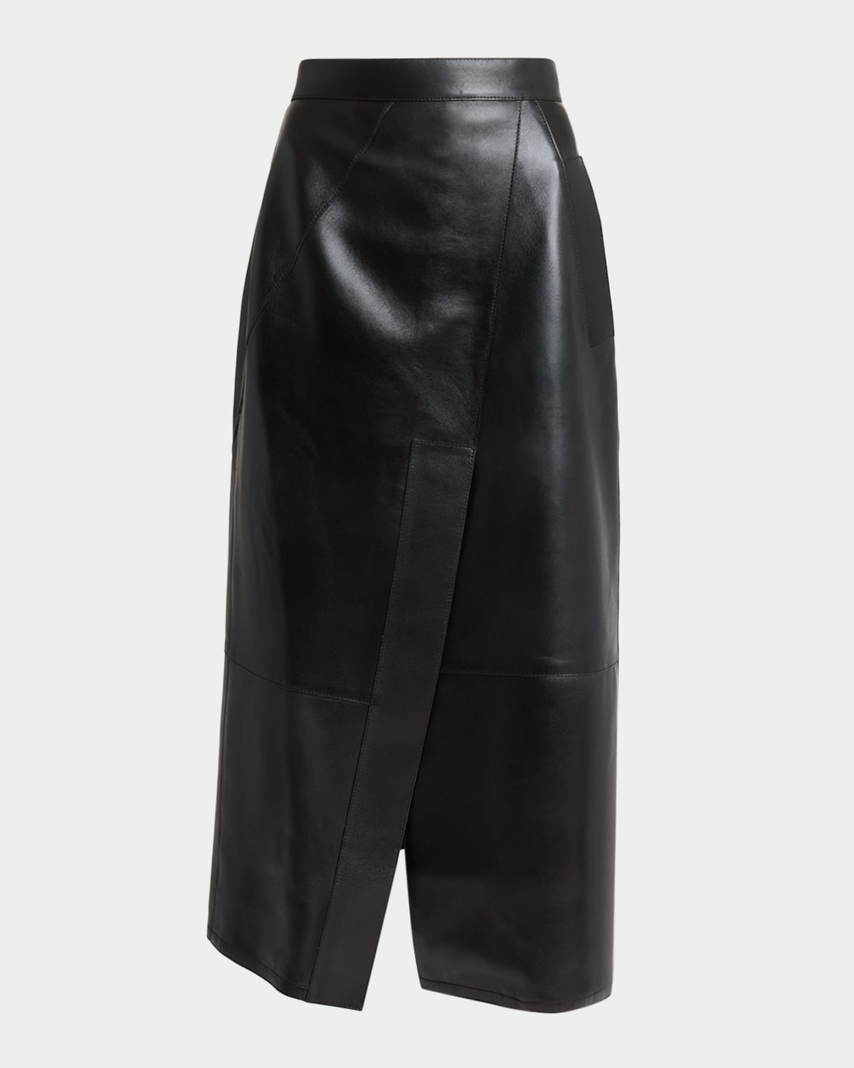 Givenchy Asymmetric Paneled Leather Midi Skirt