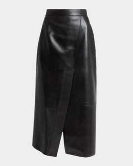 Givenchy Asymmetric Paneled Leather Midi Skirt
