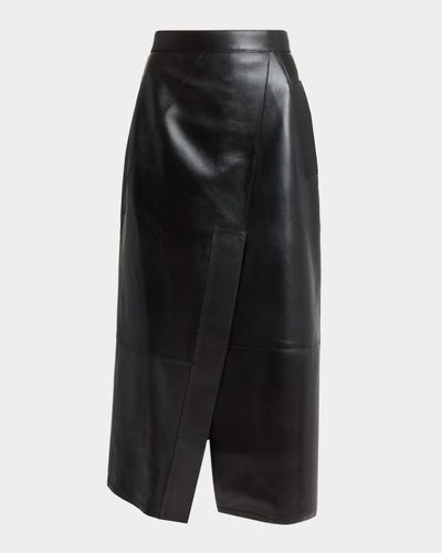 Givenchy Asymmetric Paneled Leather Midi Skirt