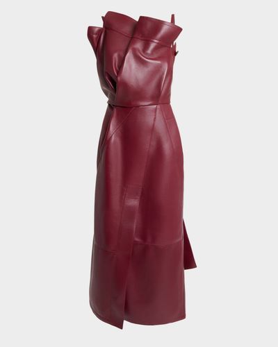 Givenchy Asymmetric Ruffle Leather Midi Dress