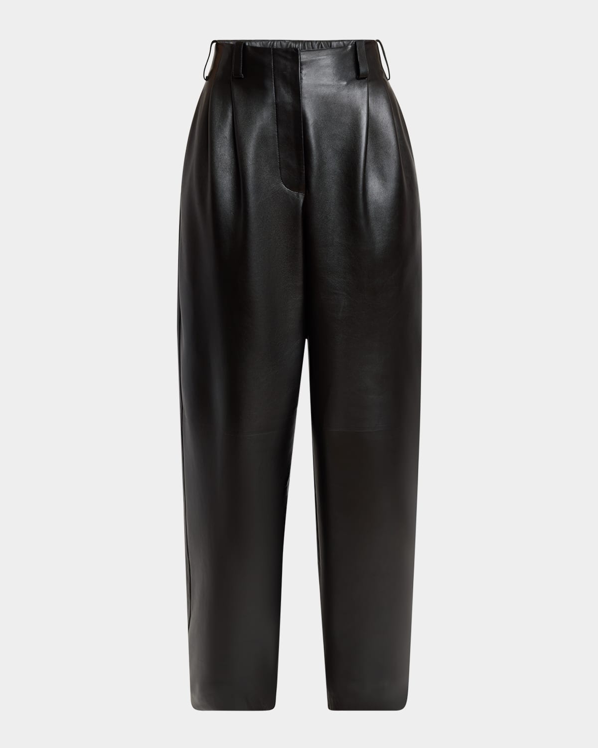Givenchy Double Pleated Leather Barrel-Leg Trousers