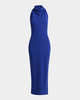 Givenchy Draped Halter Wool Knit Maxi Dress