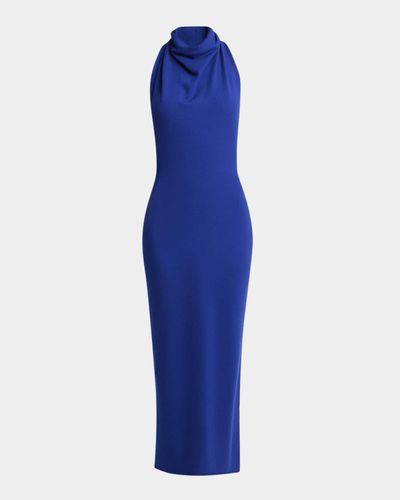 Givenchy Draped Halter Wool Knit Maxi Dress