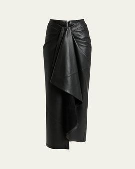 Givenchy Draped Leather Maxi Skirt