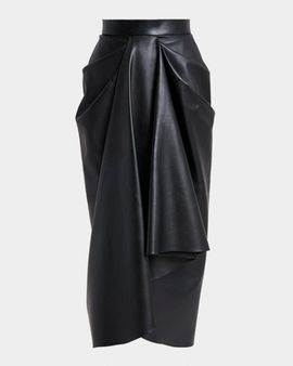Givenchy Draped Leather Midi Skirt