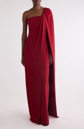 Givenchy Givenchy Asymmetric Draped Cady Cape Gown