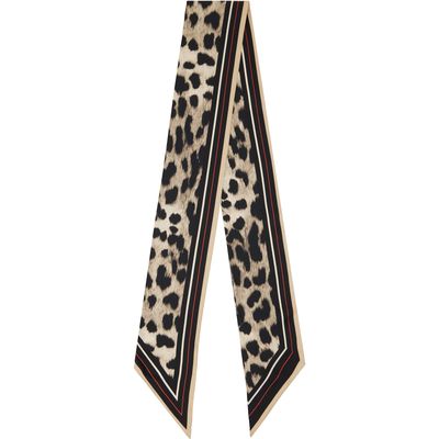 Givenchy Givenchy Beige & Black Silk Leopard Print Scarf