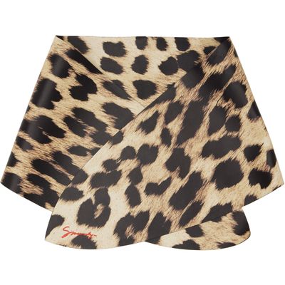 Givenchy Givenchy Black & Beige Leather Leopard Print Scarf