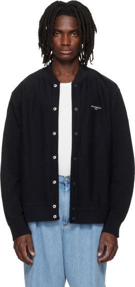 Givenchy Givenchy Black Couture Seam Fleece Embroidered Cardigan