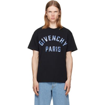 Givenchy Givenchy Black 'Givenchy Paris' Pompom Embroidery T-shirt
