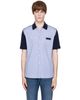 Givenchy Givenchy Blue & Navy Striped 'Givenchy Paris' Gros Grain Shirt - 1