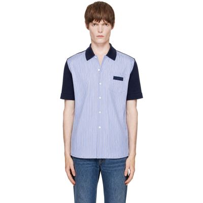 Givenchy Givenchy Blue & Navy Striped 'Givenchy Paris' Gros Grain Shirt